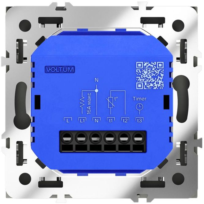 Терморегулятор электронный S70 с индикацией и датчиком для теплого пола механизм графит Voltum VLS070107