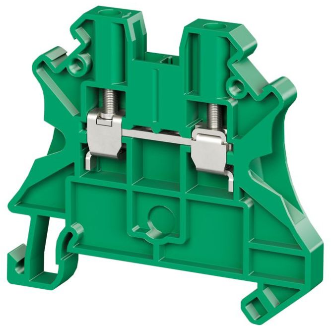 Клемма проходная винтовой зажим 2 точки подключения 4кв.мм зел. DKC TUR-4R-GN