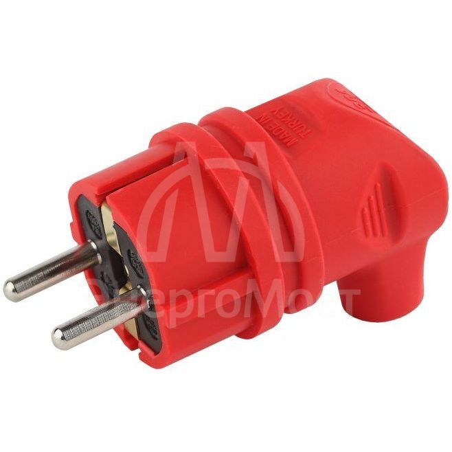Вилка 90град. V9-RED-IP44 16А IP44 с заземл. каучук красн. Эра Б0044549