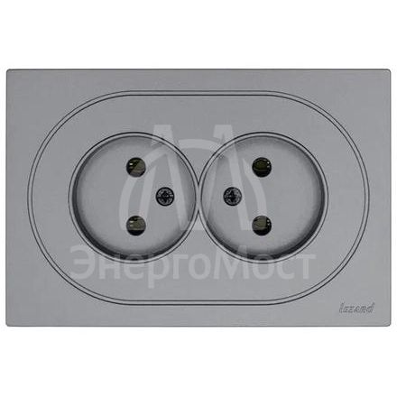 Розетка 2-м СП OSEN без заземл. ПБТ механизм сер. матов. LEZARD 743-7400-128B