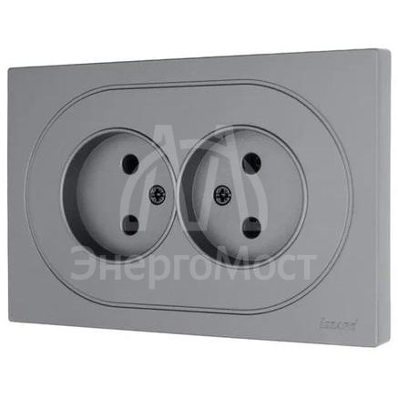 Розетка 2-м СП OSEN без заземл. ПБТ механизм сер. матов. LEZARD 743-7400-128B
