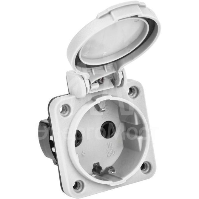 Розетка панельная MAGNUM 2P+PE 16А IP54 РП13-3 с защ. крышкой с заземл. сер. IEK PSN71-016-3-2-54-K03