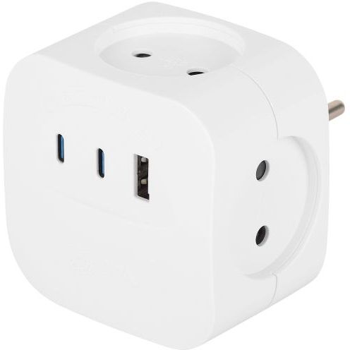 Разветвитель 4-м SP-4-3USBAC-W + 3 USB A+C со шторками 10А бел. Эра Б0069083
