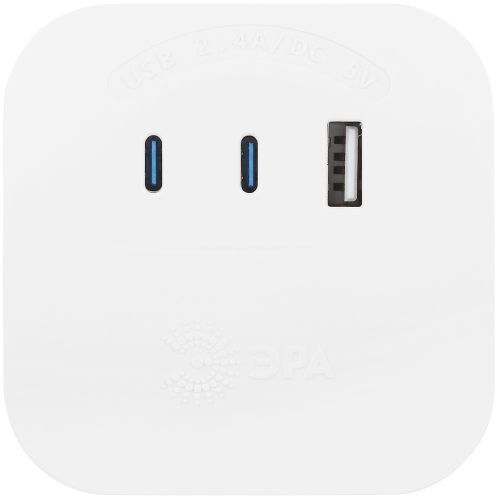 Разветвитель 4-м SP-4-3USBAC-W + 3 USB A+C со шторками 10А бел. Эра Б0069083