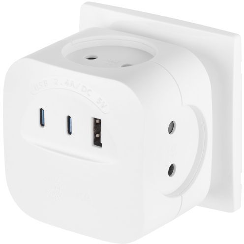 Разветвитель 4-м SP-4-3USBAC-W + 3 USB A+C со шторками 10А бел. Эра Б0069083