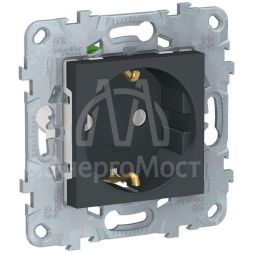 Механизм розетки UNICA NEW без защ. шторок с заземл. с быстрозажим. клеммами антрацит SchE NU505654