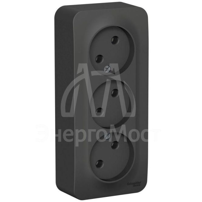 Розетка 3-м ОП BLANCA 16А 250В без шторок без заземл. изол. пласт. антрацит SchE BLNRA000316