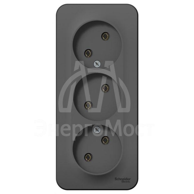Розетка 3-м ОП BLANCA 16А 250В без шторок без заземл. изол. пласт. антрацит SchE BLNRA000316