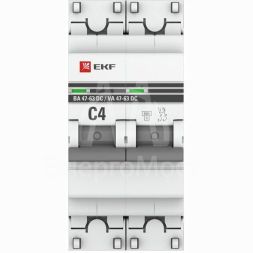 Выключатель автоматический модульный 2п C 4А 6кА ВА 47-63 DC PROxima EKF mcb4763-DC-2-04C-pro