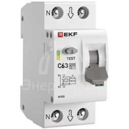 Устройство защиты от дугового пробоя (УЗДП) 1P+N C 63А 6кА с авт. выкл. PROxima EKF afdd-2-63C-pro