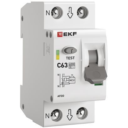 Устройство защиты от дугового пробоя (УЗДП) 1P+N C 63А 6кА с авт. выкл. PROxima EKF afdd-2-63C-pro