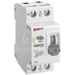 Устройство защиты от дугового пробоя (УЗДП) 1P+N C 63А 6кА с авт. выкл. PROxima EKF afdd-2-63C-pro