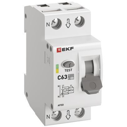 Устройство защиты от дугового пробоя (УЗДП) 1P+N C 63А 6кА с авт. выкл. PROxima EKF afdd-2-63C-pro