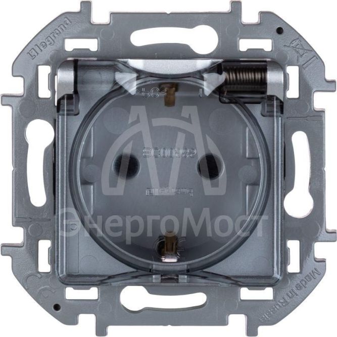 Розетка 1-м СП Inspiria 16А IP44 250В 2P+E защ. шторки с крышкой немецк. стандарт алюм. Leg 673742