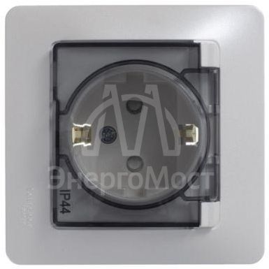 Розетка 1-м СП Glossa 16А IP44 с защ. крышкой защ. шторки с заземл. в сборе перламутр SchE GSL000648