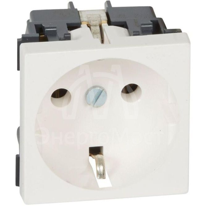 Механизм розетки 1-м СП Mosaic New 2мод. с заземл. бел. Leg 077210