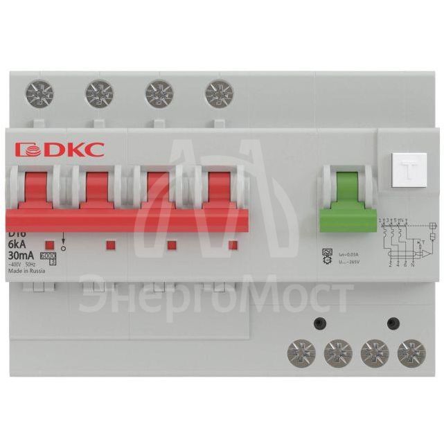 Выключатель автоматический дифференциального тока с защитой от сверхтоков YON MDV63-42C16-A 4п 30мА DKC MDV63-42C16-A
