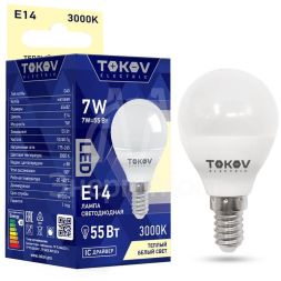 Лампа светодиодная 7Вт G45 3000К Е14 176-264В TOKOV ELECTRIC TKE-G45-E14-7-3K