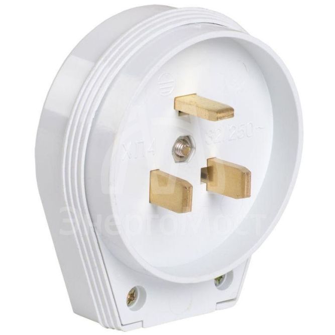 Вилка ВПпл10-01-Ст разборная для плиты 32А с заземл. контактом бел. IEK EVP10-32-01-K01