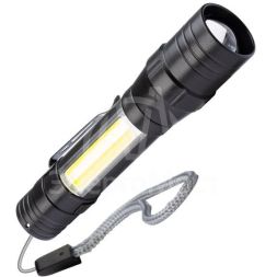 Фонарь ручной аккум. 1ВтLED+5ВтCOB линза зум Li-ion 18650 1000мА.ч корпус ABS-пластик USB-шнур КОСМОС KOS113Lit