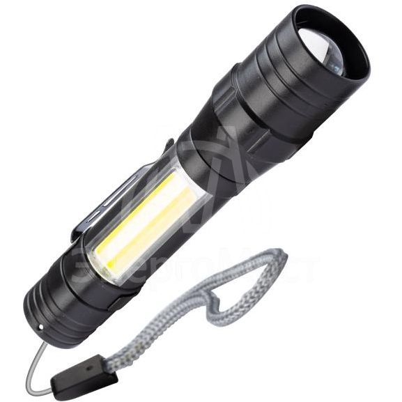 Фонарь ручной аккум. 1ВтLED+5ВтCOB линза зум Li-ion 18650 1000мА.ч корпус ABS-пластик USB-шнур КОСМОС KOS113Lit