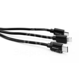 Кабель USB ELX-CDC05-C02 3в1- Micro USB-Lightning-Type C 3А 1.2м зарядка коробка черн. ERGOLUX 15099
