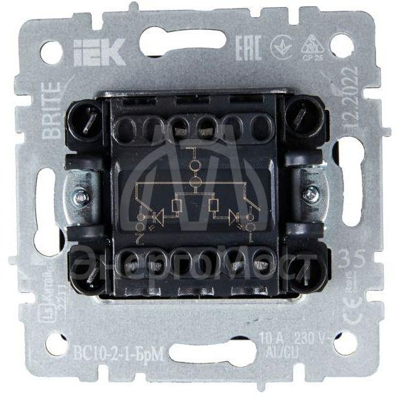 Выключатель 2-кл. СП BRITE ВС10-2-1-БрМ 10А с инд. маренго IEK BR-V20-1-10-K35