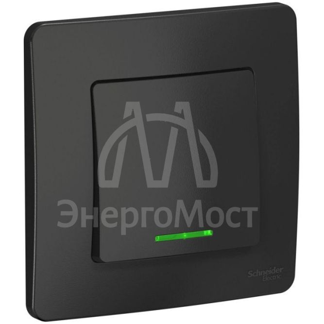Выключатель 1-кл. СП Blanca 10А IP20 (сх. 1) 250В с подсветкой антрацит SchE BLNVS010116