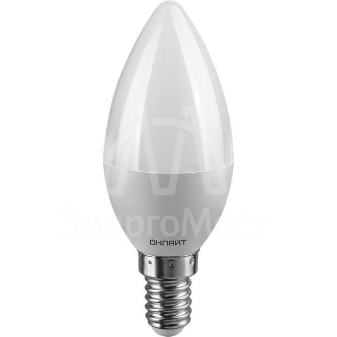 Лампа светодиодная 71 628 OLL-C37-6-230-2.7K-E14-FR 6Вт свеча 2700К тепл. бел. E14 450лм 176-264В ОНЛАЙТ 71628