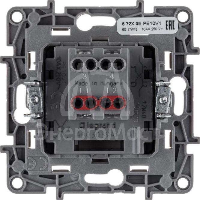Механизм переключателя промежуточного 1-кл. СП Etika 10А IP20 250В 10AX винт. клеммы бел. Leg 672209