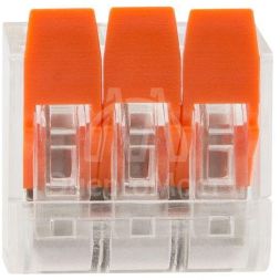 Клемма компактная многоразовая 3-проводная 0.14-4.0 кв.мм (уп.50шт) Rexant 07-5203