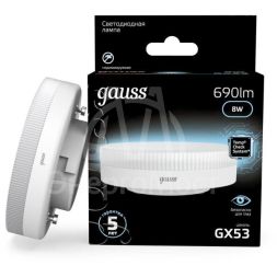 Лампа светодиодная Black 8Вт таблетка 4100К нейтр. бел. GX53 690лм GAUSS 108008208