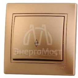 Выключатель проходной 1-кл. СП Мира 10А IP20 со вставкой зол. метал. LEZARD 701-1313-105