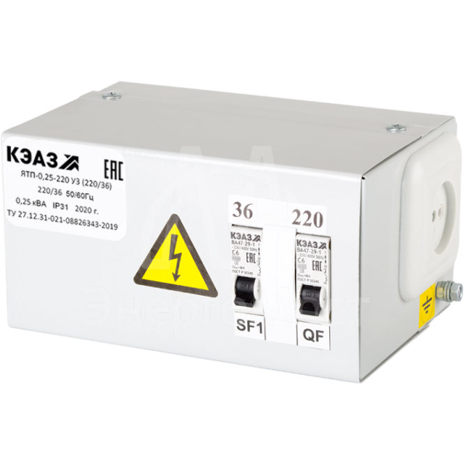 Ящик с понижающим трансформатором ЯТП 0.25 220 У3 (220/12) КЭАЗ 296234