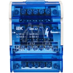 Шина на DIN-рейку в корпусе (кросс-модуль) ШНК 4х7 3L+PEN IEK YND10-4-07-100