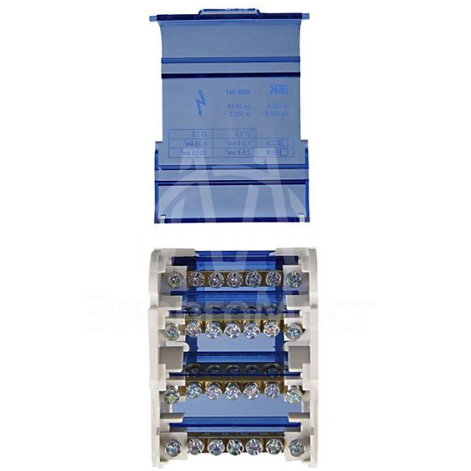 Шина на DIN-рейку в корпусе (кросс-модуль) ШНК 4х7 3L+PEN IEK YND10-4-07-100