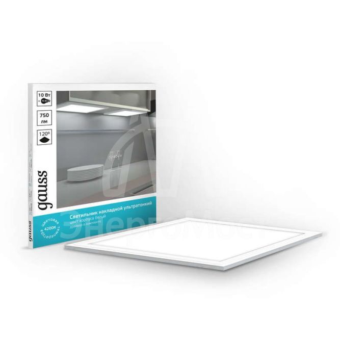 Светильник светодиодный 300х300х8 10Вт 4200К панель ультратонкая мат. рассеив. Gauss 846511210