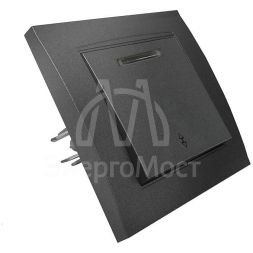 Переключатель проходной 1-кл. СП Бриллиант 10А IP20 с подсветкой в сборе графит Universal 7947380