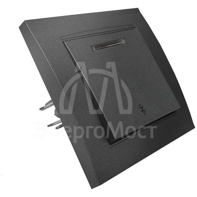 Переключатель проходной 1-кл. СП Бриллиант 10А IP20 с подсветкой в сборе графит Universal 7947380