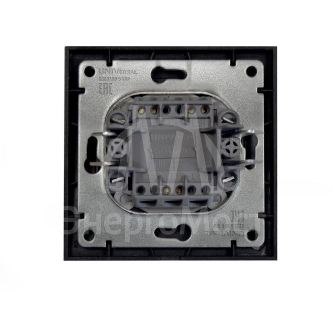 Переключатель проходной 1-кл. СП Бриллиант 10А IP20 с подсветкой в сборе графит Universal 7947380