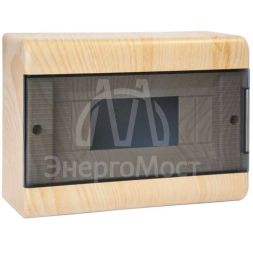 Щиток ОП Тусо 12мод. с прозр. двер. 280х190х93мм IP40 сосна на светл. основе Рувинил 68012-27М