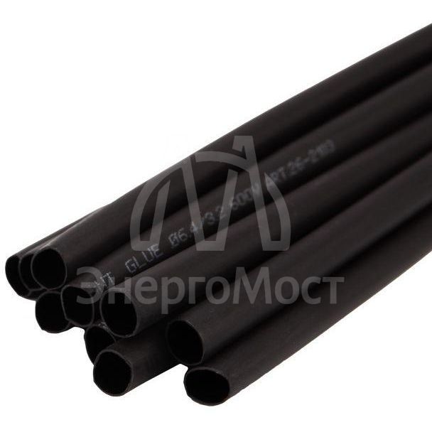 Трубка термоусаживаемая двухстенная клеевая 6.4/3.2мм (уп.10шт) по 1м черн. Rexant 26-2103