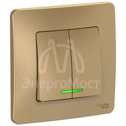 Выключатель 2-кл. СП Blanca 10А IP20 (сх. 5) 250В с подсветкой титан SchE BLNVS010514