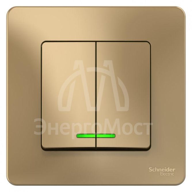 Выключатель 2-кл. СП Blanca 10А IP20 (сх. 5) 250В с подсветкой титан SchE BLNVS010514