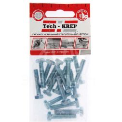 Болт М6х30 с шестигранной головкой цинк. DIN 933 (уп.16шт) класс прочности 8.8. пакет Tech-Krep 102959