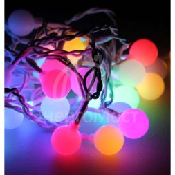 Гирлянда светодиодная 100LED Шарики 2.5см провод 13м IP44 удлинение до 4шт. мигание мультиколор Космос KOC_GIR100BallRGB_IP