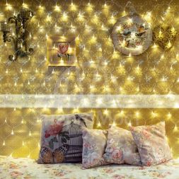 Гирлянда светодиодная &amp;quot;Сеть&amp;quot; 1.8х1.5м 180LED тепл. бел. 15Вт IP20 провод прозр. ПВХ Neon-Night 215-136