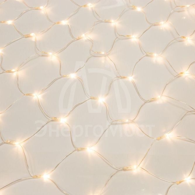 Гирлянда светодиодная &amp;quot;Сеть&amp;quot; 1.8х1.5м 180LED тепл. бел. 15Вт IP20 провод прозр. ПВХ Neon-Night 215-136