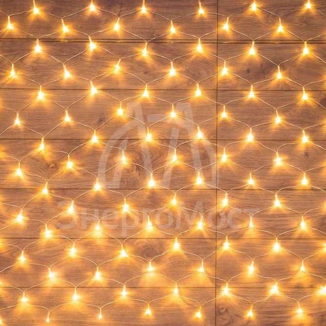 Гирлянда светодиодная &amp;quot;Сеть&amp;quot; 1.8х1.5м 180LED тепл. бел. 15Вт IP20 провод прозр. ПВХ Neon-Night 215-136