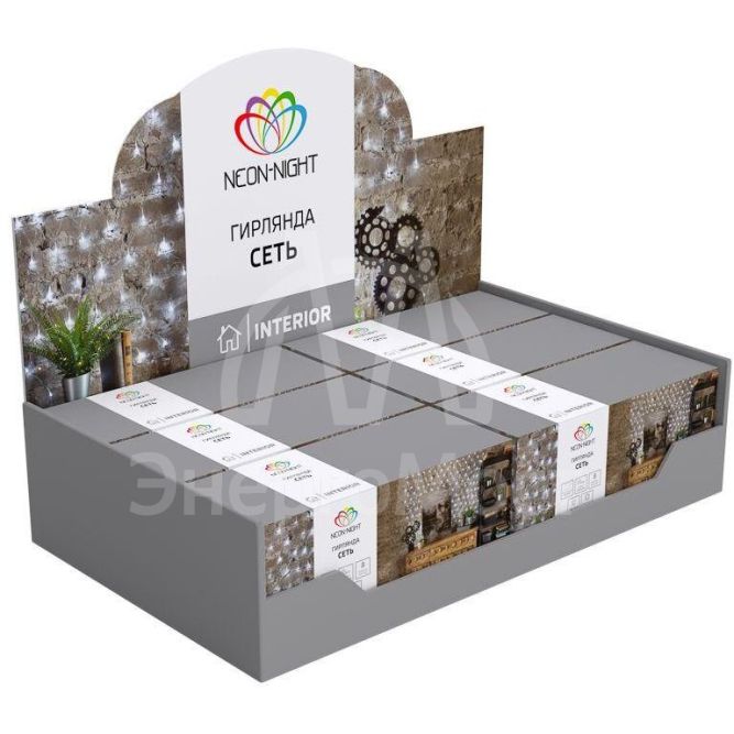 Гирлянда светодиодная &amp;quot;Сеть&amp;quot; 1.8х1.5м 180LED тепл. бел. 15Вт IP20 провод прозр. ПВХ Neon-Night 215-136